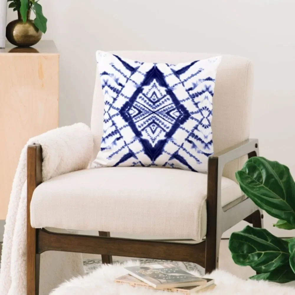 NEW! Urban Outfitters Jacqueline Maldonado Dye Diamond Indigo Throw Pillow